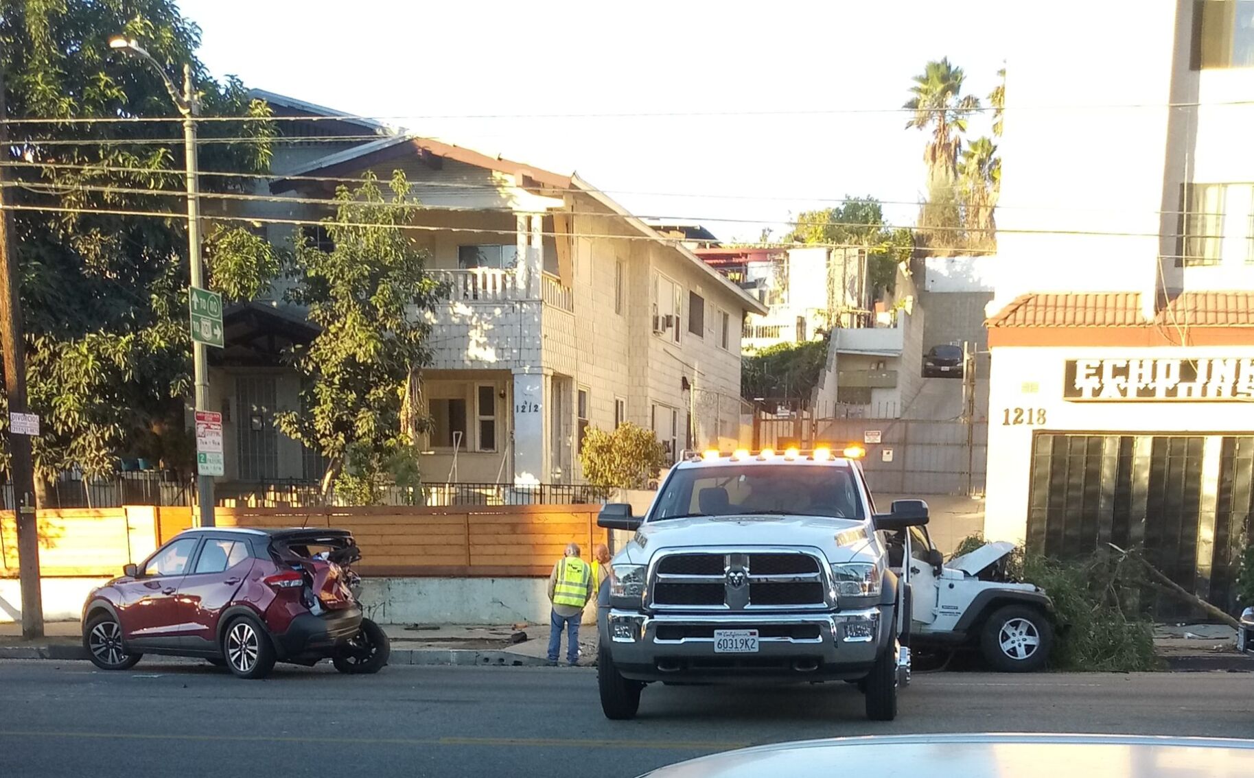 Towing crashed cars